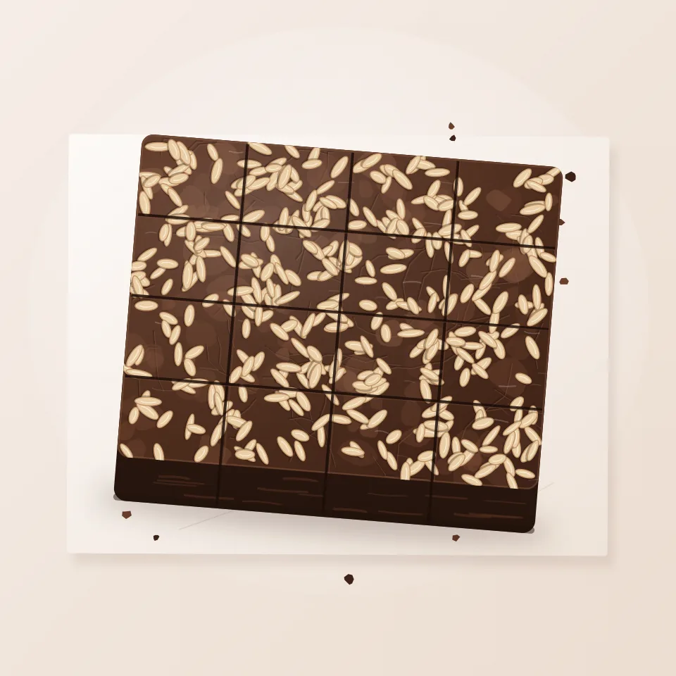 Ilustrasi brownies panggang ukuran 22×22 cm dengan topping almond